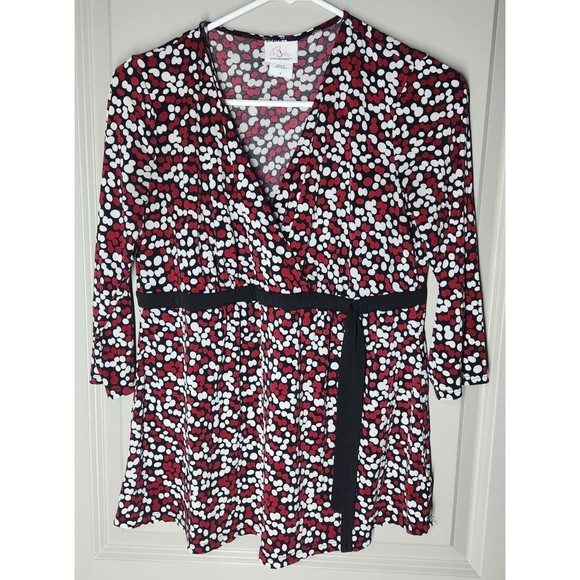 Motherhood Maternity Women's Small Adjustable White Shirt Top Red Polka Dot Baby - Picture 1 of 8